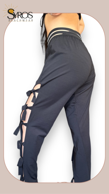 Pantalón nudos laterales negro