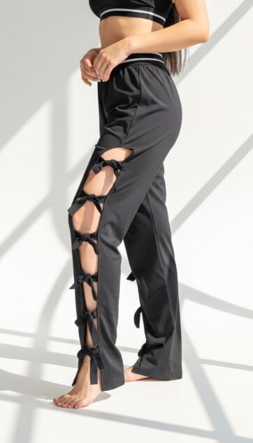 Pantalón nudos laterales negro Talla M