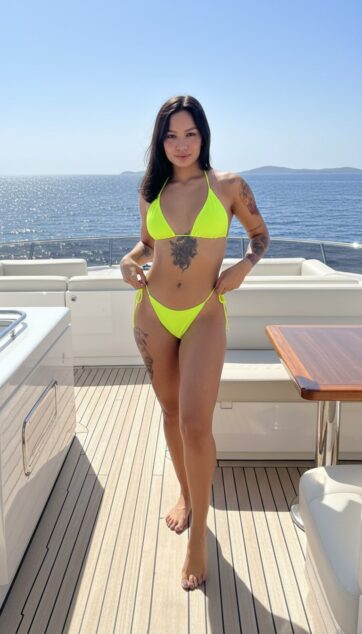 Triángulo amarillo neon panty hilo