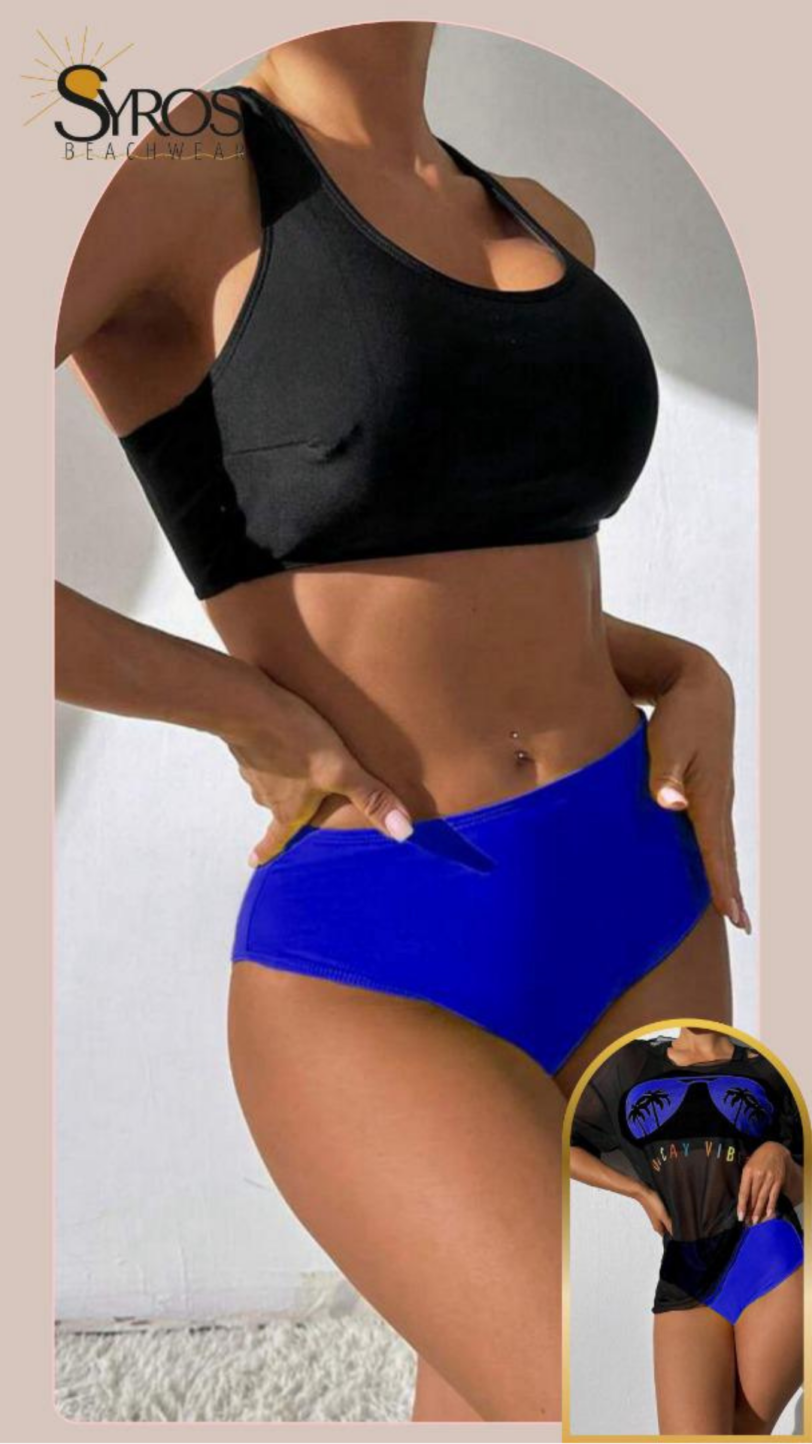 top negro panty alta azul