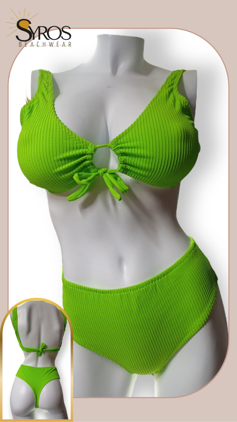 Top con amarre en el centro panty semi hilo corrugado
