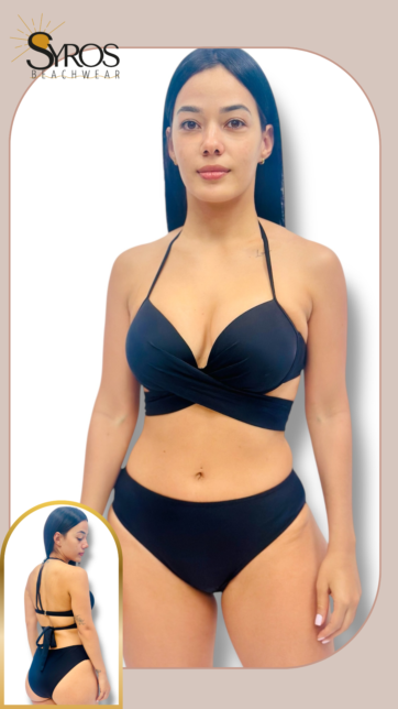 Push up negro cruzado panty alta