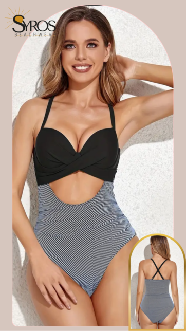 push up negro panty estampada lineas blancas cruzado