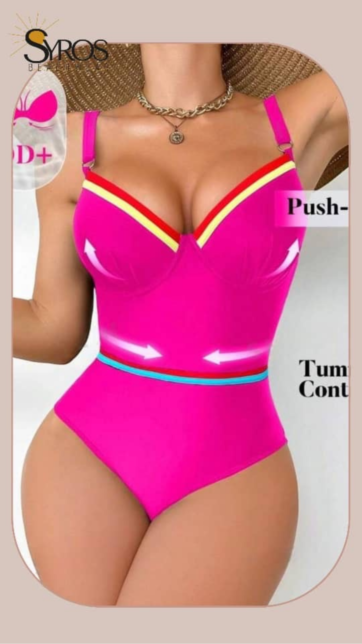 push up fucsia borde amarillo copa DD
