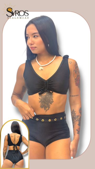 Top panty alta acanalado con broches dixie