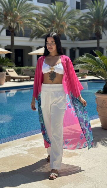 Kimono fucsia pavo real Talla S/M/L