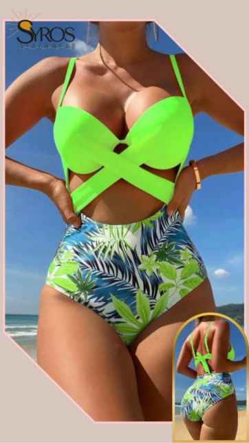 push up verde neon cruzado panty estampado