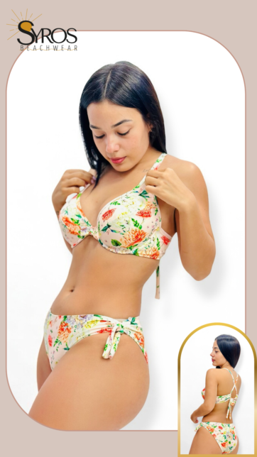 Push up crema floral dixie panty ajustable