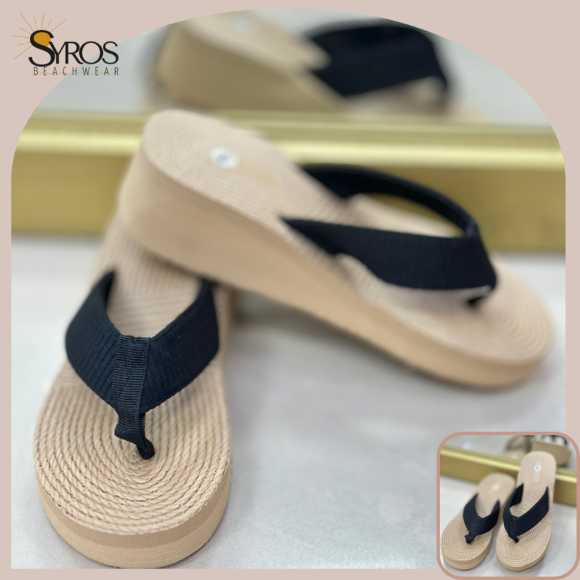 Flip Flop Sandalia con cuña Ligera color Negro