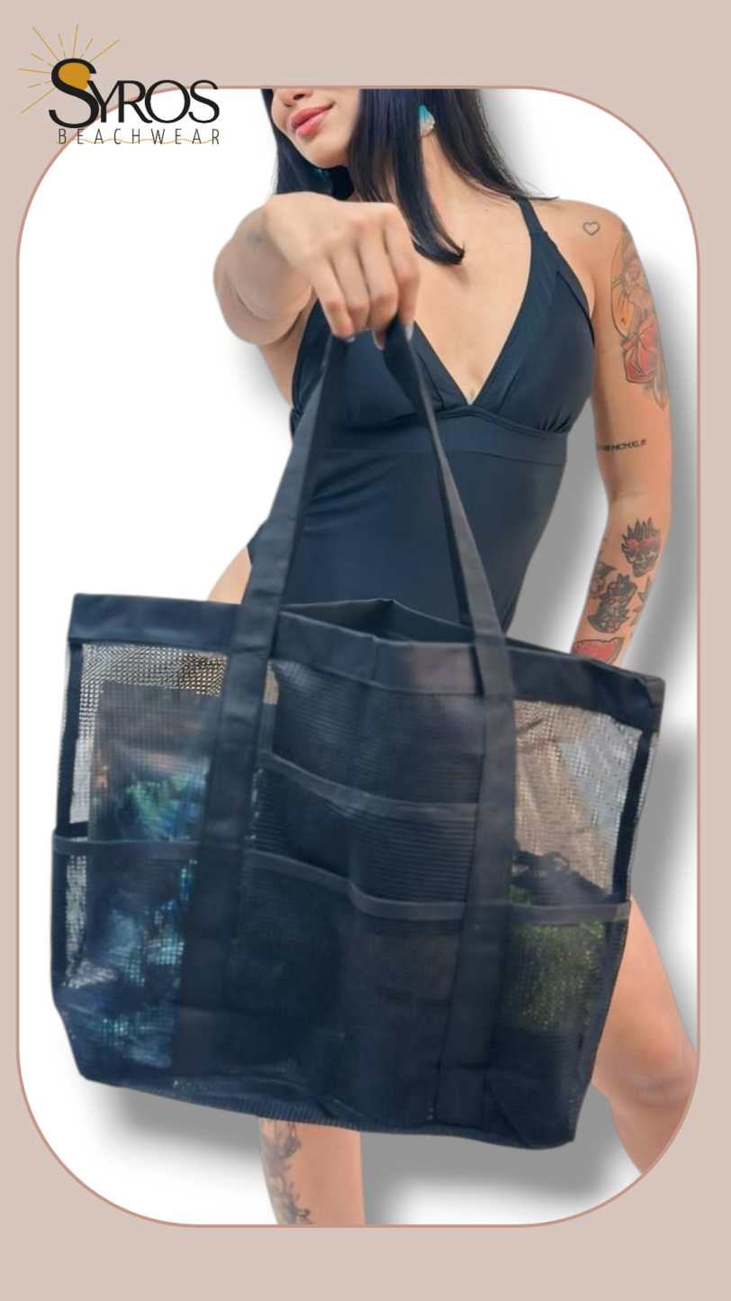 Cartera Bolso Tote malla grande negro