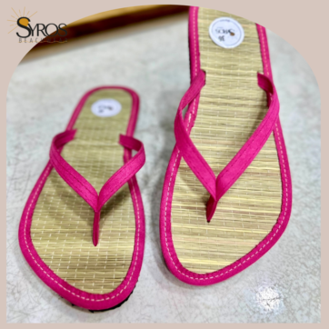 Flip Flop Sandalias de esterilla natural  Fucsia (hand made)