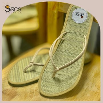 Flip Flop Sandalias de esterilla natural cordon beige