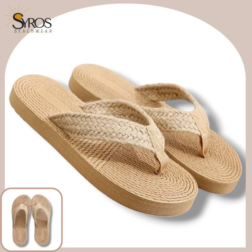 Flip Flop Sandalia con cuña Ligera con tira de yute