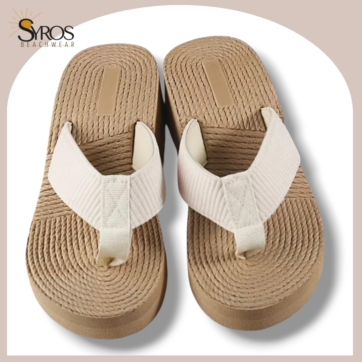 Flip Flop Sandalia con cuña Ligera con tira Color Beige
