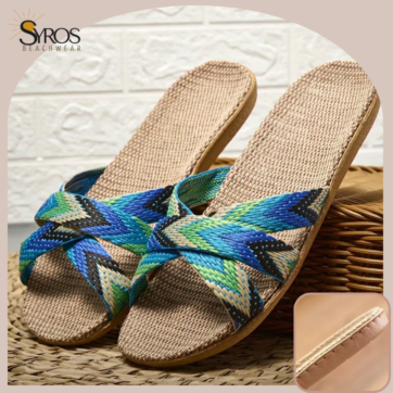 Slip-on Sandalias ligeras planas confort verde y azul