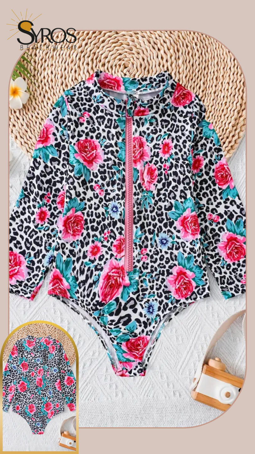 Entero manga larga animal print con flores