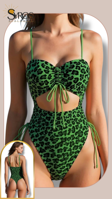 Enterizo animal print verde semi hilo strapple