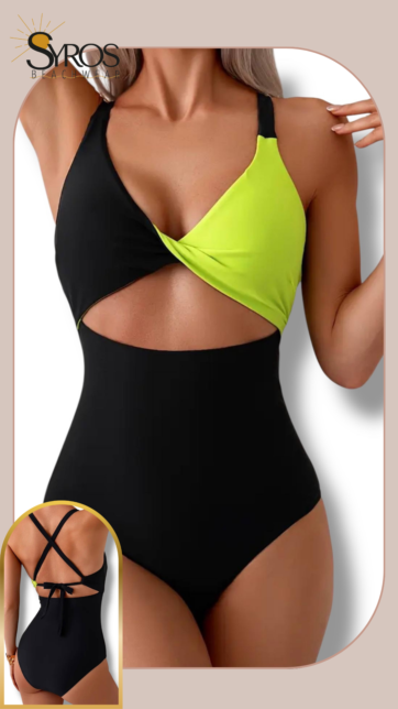 Entero color block negro amanrillo neon