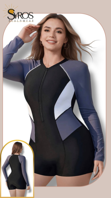 Entero manga larga negro short mangas gris