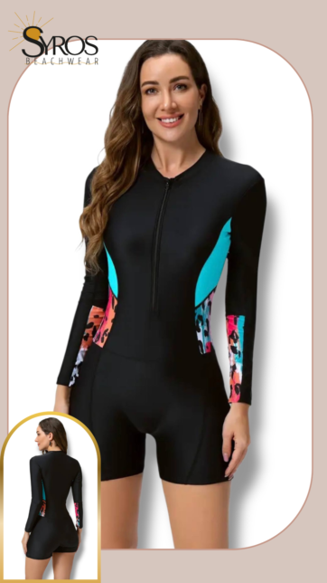 Entero manga larga negro short costados animal print colores