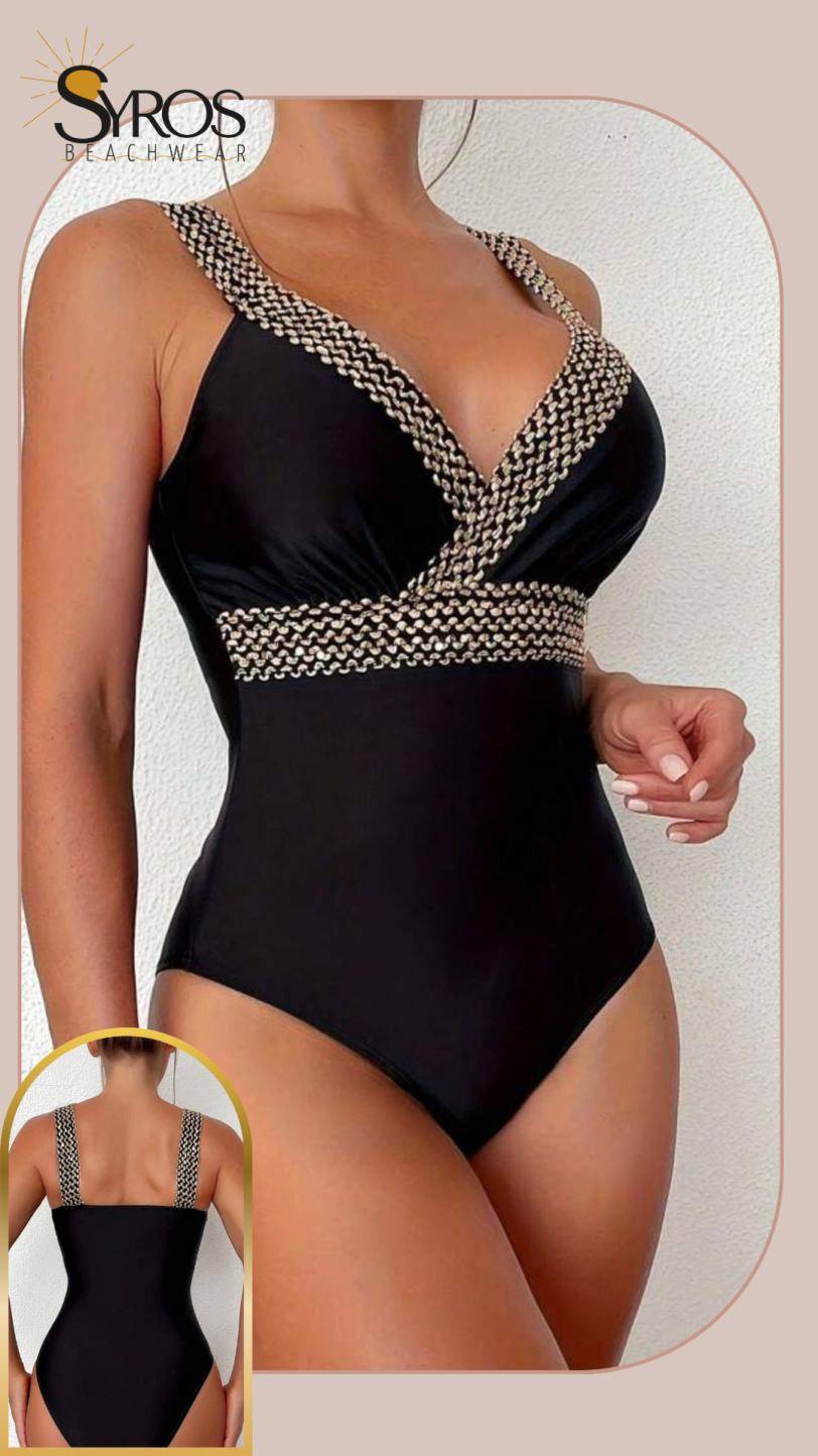 Glam negro tirantes dorados