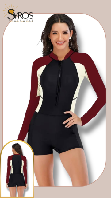 Entero manga larga short negro largo mangas vinotinto costado crema XXL