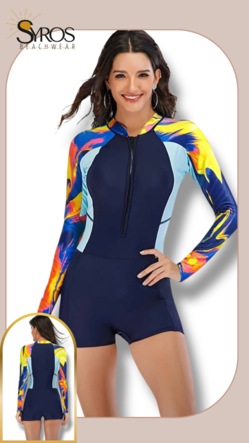 Entero manga larga short azul marino costado estampado fire