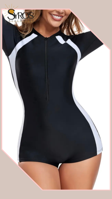 Entero manga larga short negro costados blancos