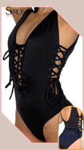 Entero negro trenzado delantero y costados