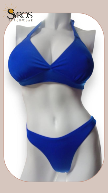 Bikini azul rey amarrado al cuello