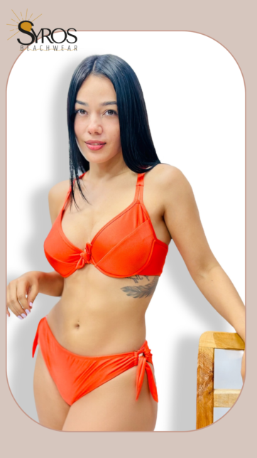 Push Up Naranja Neon satinado panty completa ajustable