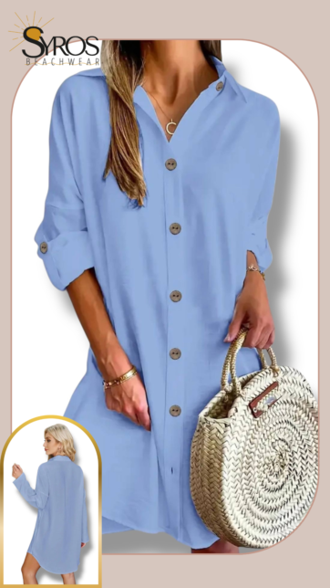 Vestido camisero Lino azul cielo Talla L