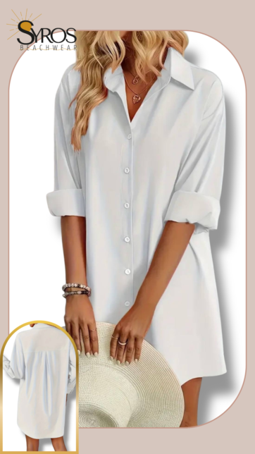 Vestido Camisero ML blanco liso botones blancos Talla L