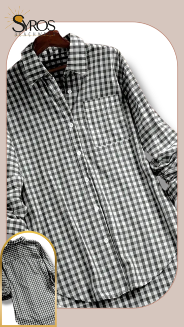 Vestido Camisero cuadros blanco y negro Talla L