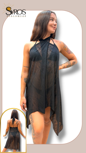 Pareo malla negro destellos satinados talla unica