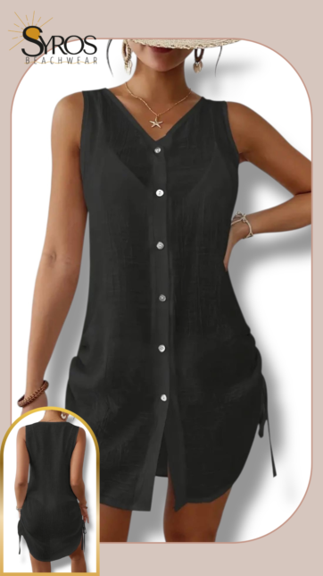 Vestido negro transparencia arruche lateral Talla M