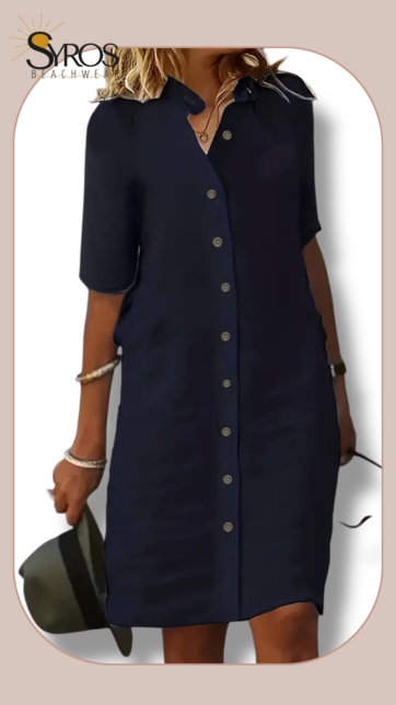 Vestido Camisero lino azul marino Talla M