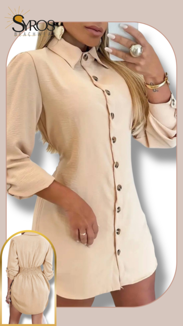 Vestido Camisero beige arruche espalda Talla M