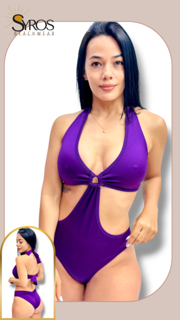 Trikini Violeta con aro delantero panty fruncida