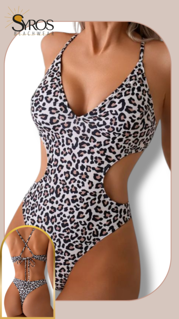 Entero beige animal print espalda cruzada