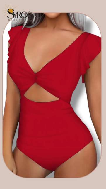 Entero rojo faralado en mangas escote abdomen