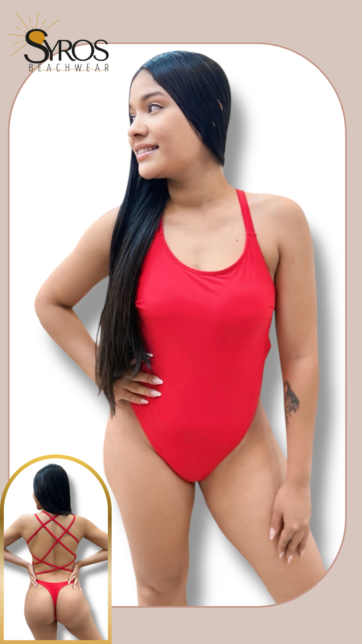 Entero Rojo Semihilo espalda cruzada