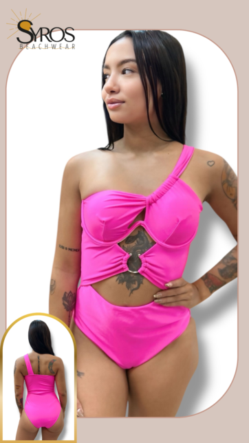 Entero Fucsia con varilla y aro escote parte delatera