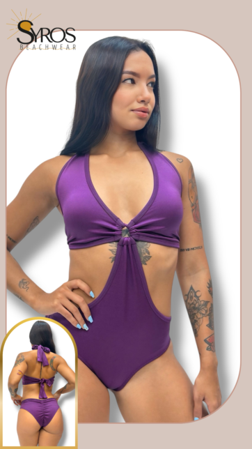 Trikini Violeta con aro delantero panty fruncida