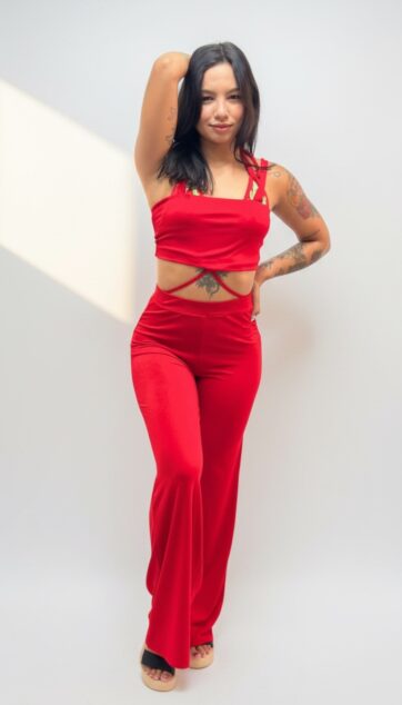 Conjunto pantalón y top rojo Talla S/M/L