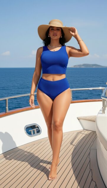 azul panty alta y top largo acanalado texturizado