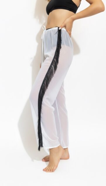 Pantalón malla blanco flecos negros Talla U