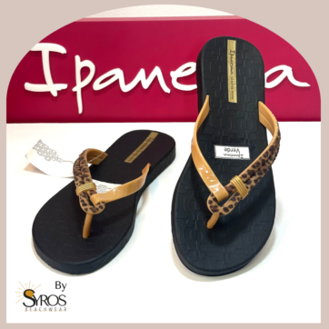 Sandalias Ipanema negras con cinta animal print