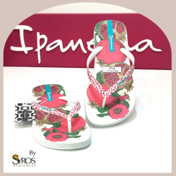 Sandalias Ipanema blanca con flores fucsia