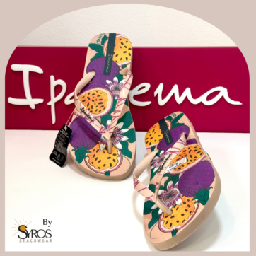 Sandalias Ipanema rosada fruta morada y amarilla